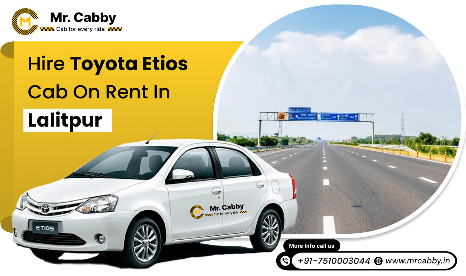 Toyota Etios Cab Hire in Mau, Toyota Etios Rental Service in Mau with 10% Off - Mr. Cabby