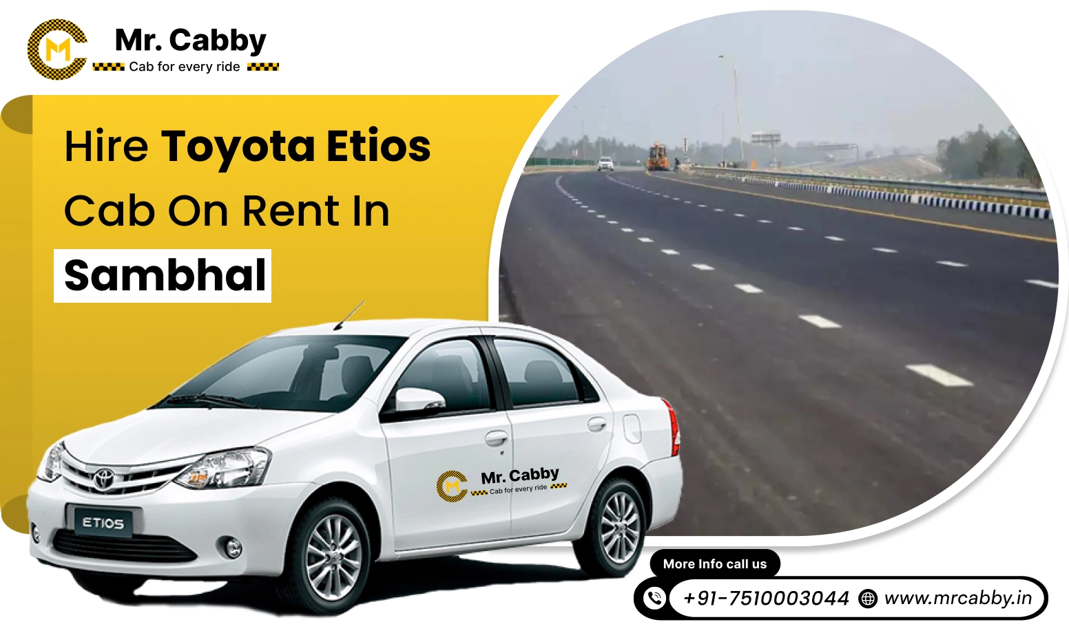Toyota Etios Cab Hire in Sambhal, Toyota Etios Rental Service in Sambhal with 10% Off - Mr. Cabby
