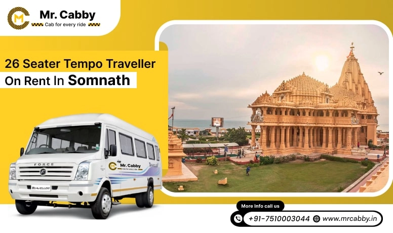 26 Seater Tempo Traveller on Rent in Somnath, Hire 26 Seater Tempo Traveller Rental in Somnath, 26 Seater Tempo Traveller for Rent in Somnath - Mr. Cabby