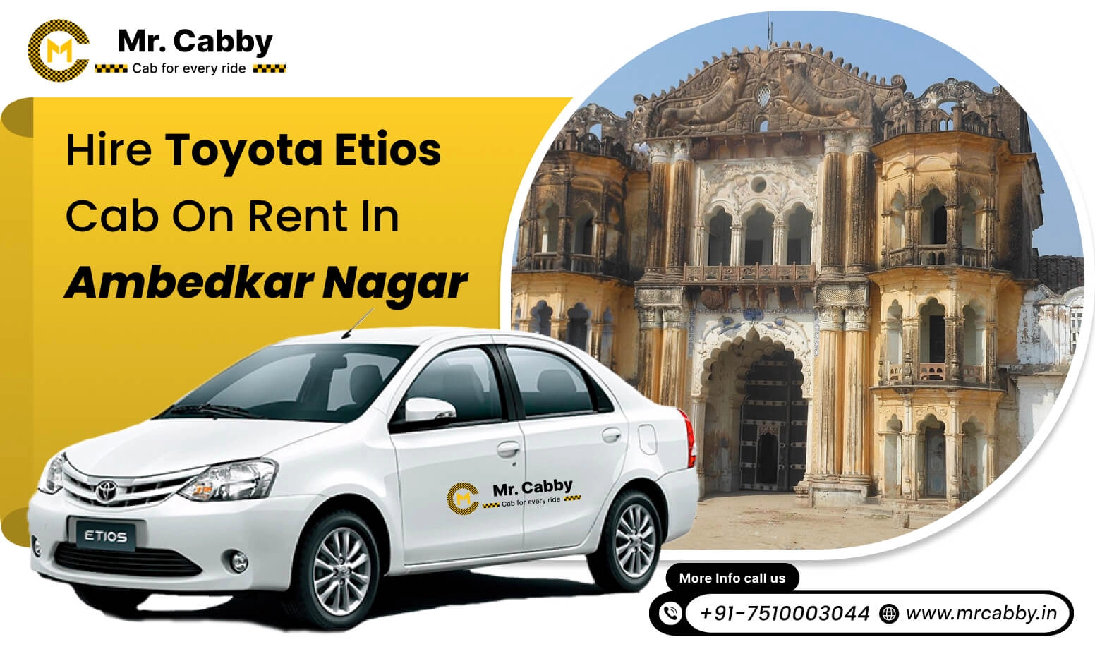Toyota Etios Cab Hire in Ambedkar Nagar, Toyota Etios Rental Service in Ambedkar Nagar with 10% Off - Mr. Cabby