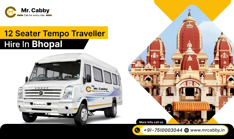 12 Seater Tempo Travellers On Rent in Bhopal, Tempo Travellers 12 Seater Hire in Bhopal, Tempo Traveller 12 seater rent per km - Mr. Cabby