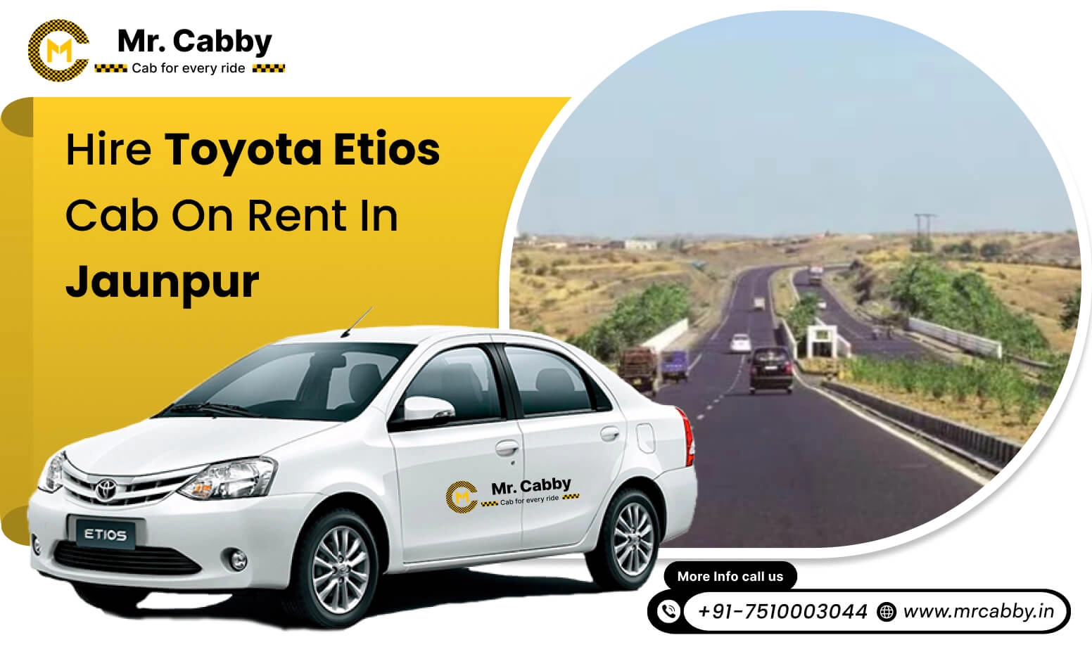 Best Toyota Etios cab hire in Jaunpur, Toyota Etios rental service in Jaunpur and get 10% off - Mr. Cabby