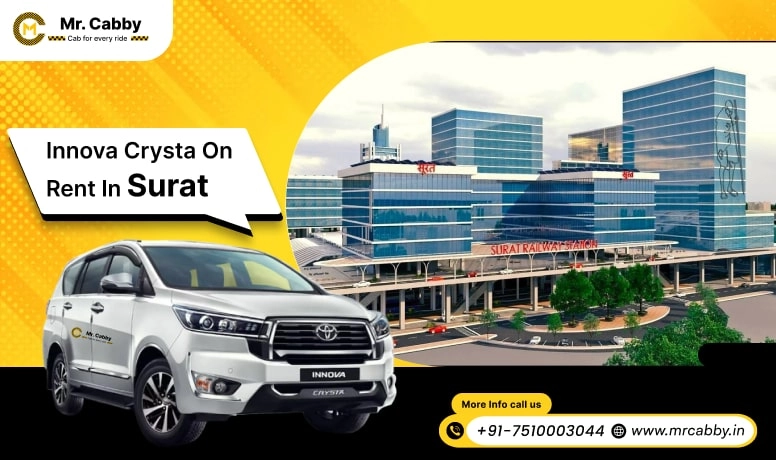Innova Crysta on Rent in Surat, Innova Crysta Car Hire in Surat, Innova Car Rent Per Km in Surat - Mr. Cabby