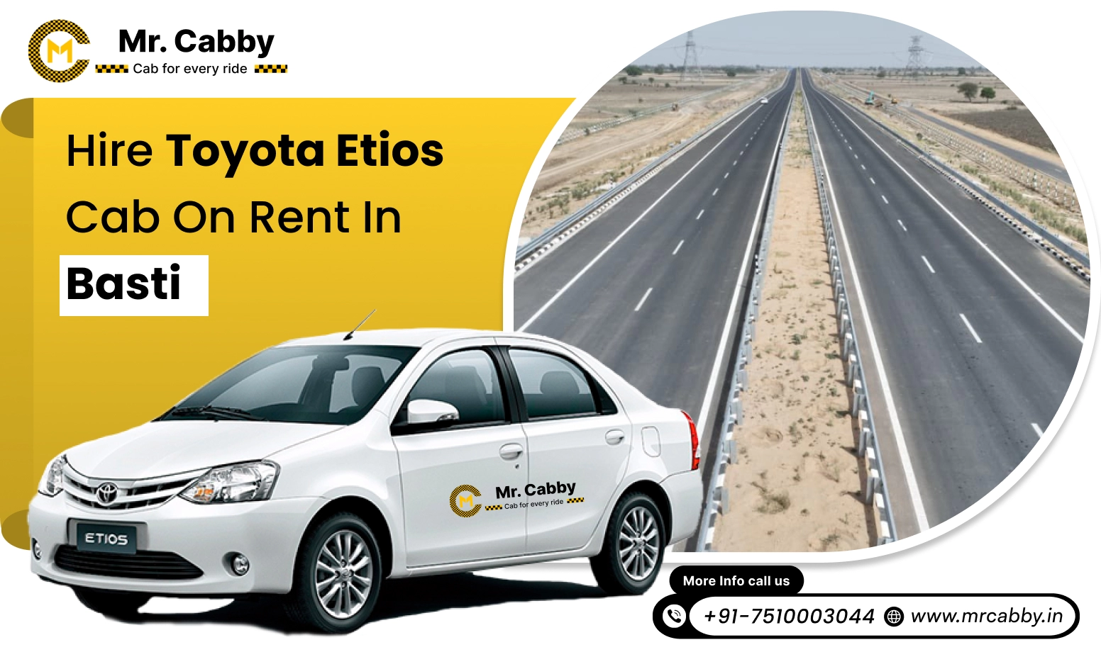 Toyota Etios Cab Hire in Basti | Book Toyota Etios Rental Service in Basti with 10% Off | Mr.Cabby