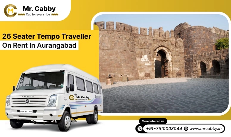 26 Seater Tempo Traveller on Rent in Aurangabad, Hire 26 Seater Tempo Traveller in Aurangabad, 26 Seater Tempo Traveller Rental Fare Starts @ Rs. 35/KM - Mr. Cabby