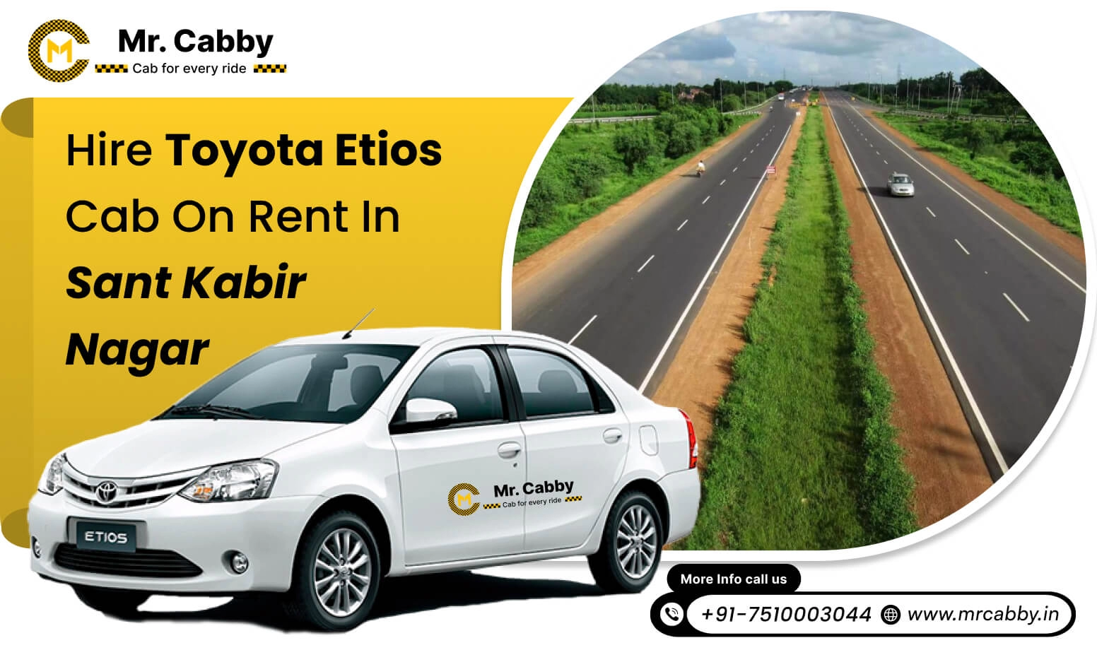 Toyota Etios Cab Hire in Sant Kabir Nagar, Toyota Etios Rental Service in Sant Kabir Nagar with 10% Off - Mr. Cabby