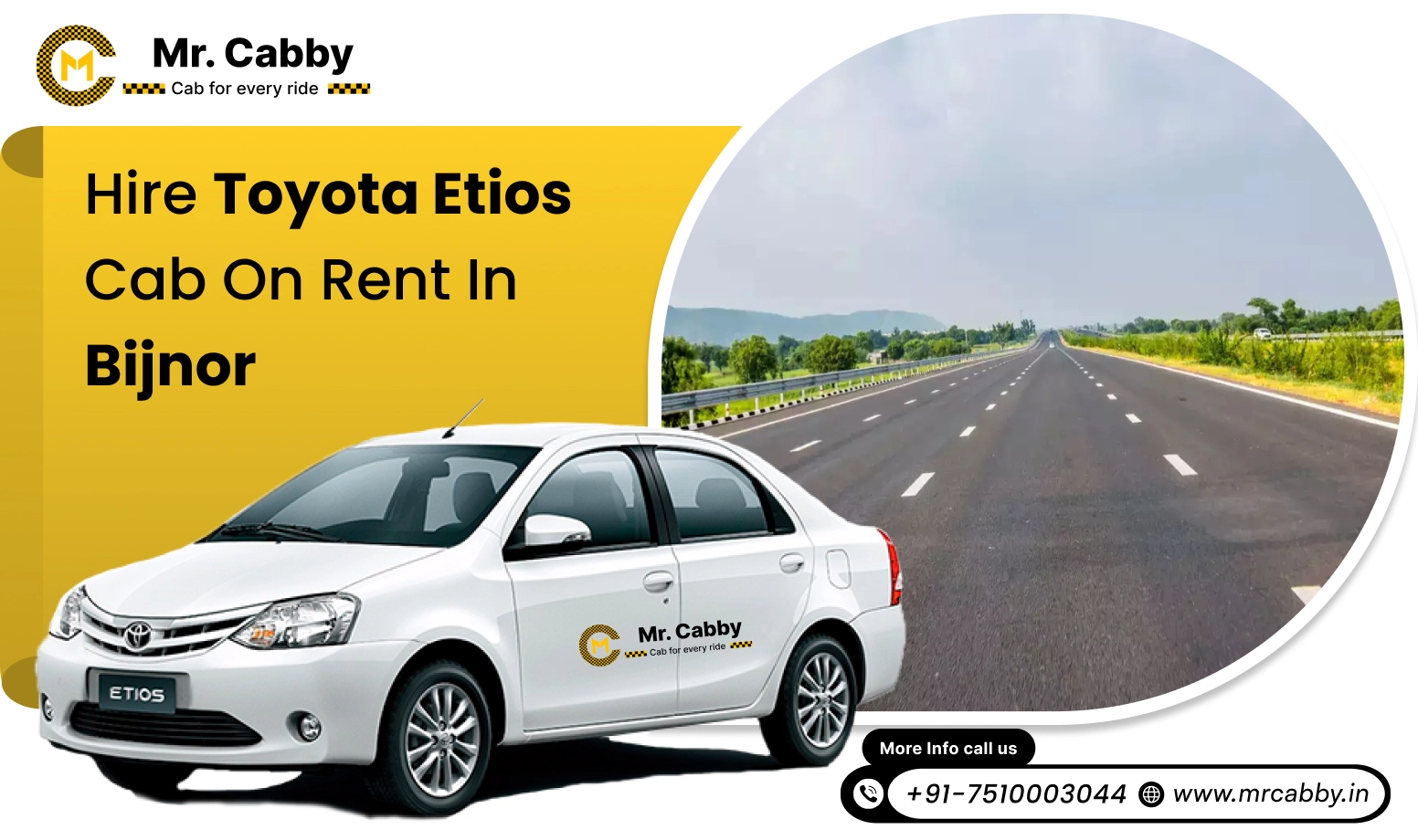 Best Toyota Etios cab hire in Bijnor, Toyota Etios rental service in Bijnor and get 10% off - Mr.Cabby
