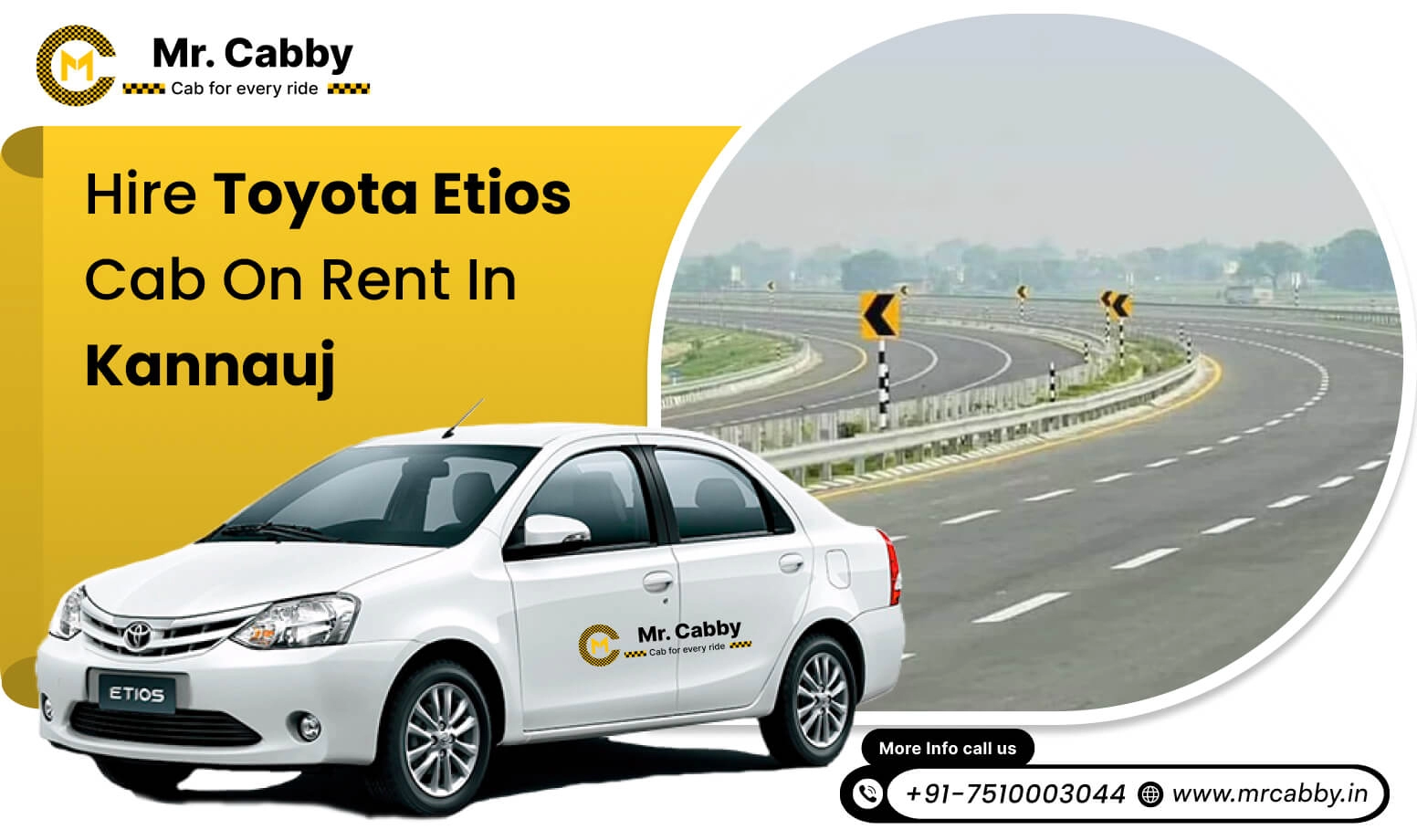 Get the best Toyota Etios cab hire in Kannauj, Toyota Etios Rental Service in Kannauj and get 10% off - Mr. Cabby