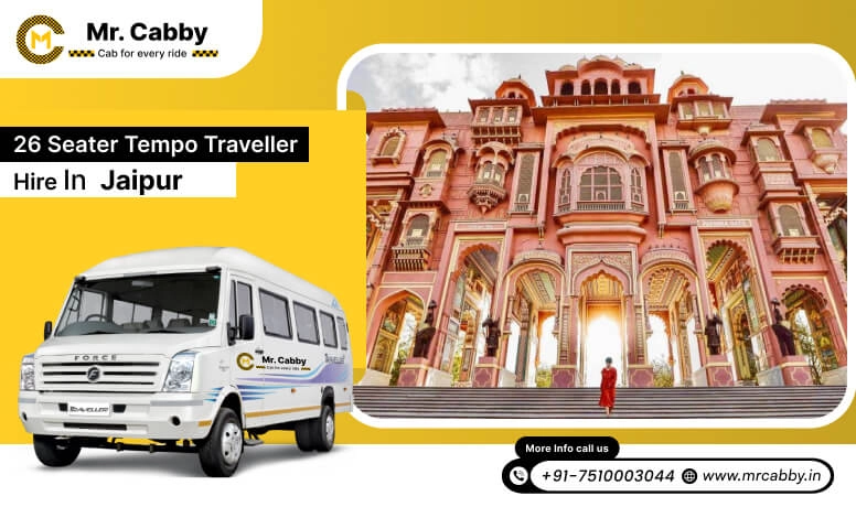 26 Seater Tempo Travellers on Rent in Jaipur, Hire 26 Seater Tempo Traveller in Jaipur, 26 Seater tempo traveller Rental Service in Jaipur for outstation