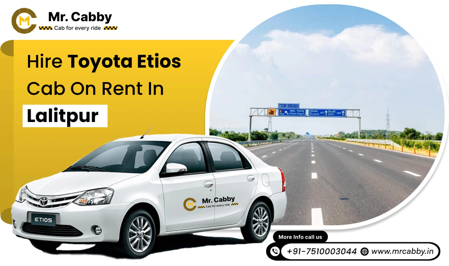 Toyota Etios Cab Hire in Mau, Toyota Etios Rental Service in Mau with 10% Off - Mr. Cabby