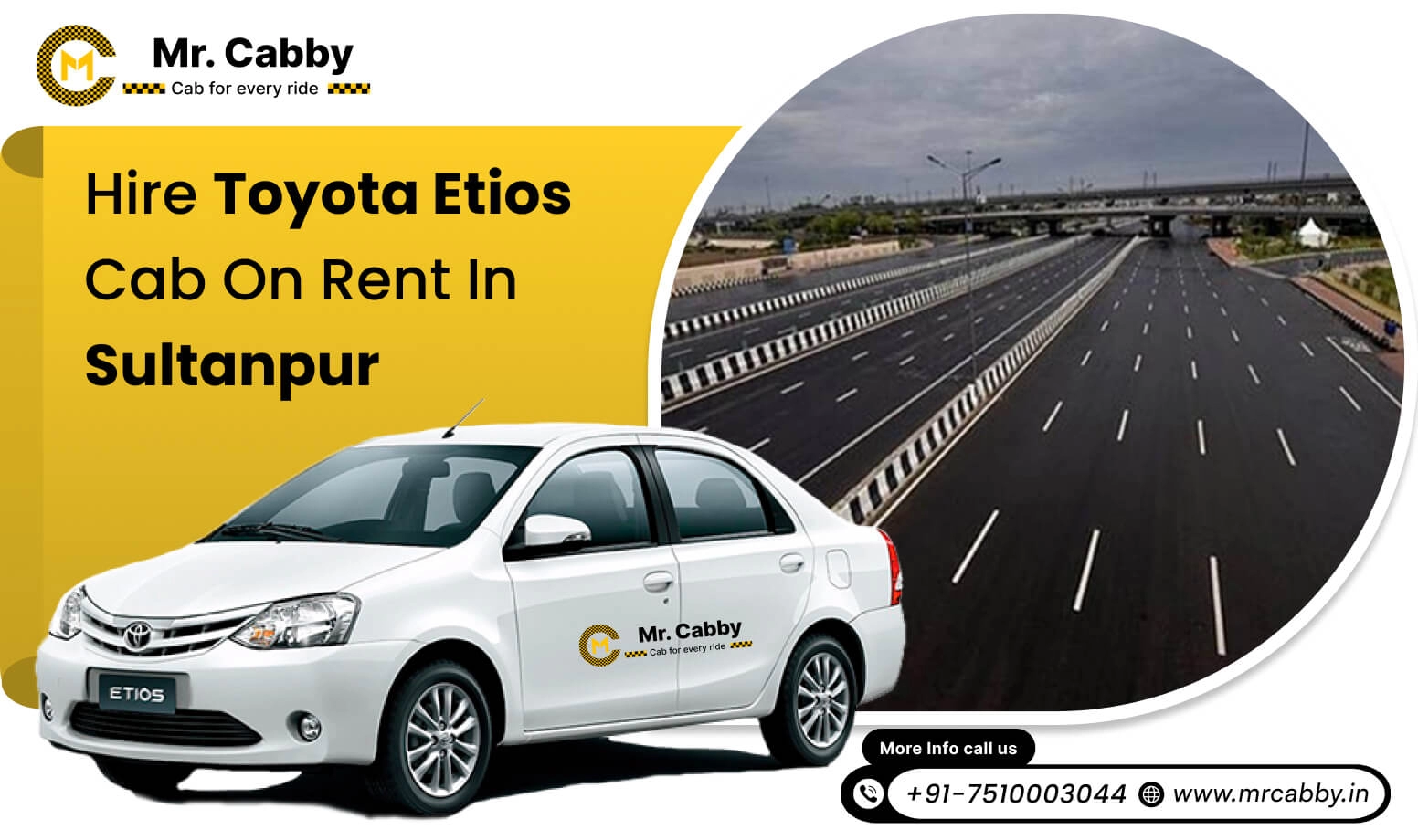 Get the best Toyota Etios cab hire in Sultanpur | Book Toyota Etios rental service in Sultanpur and get 10% off | Mr.Cabby