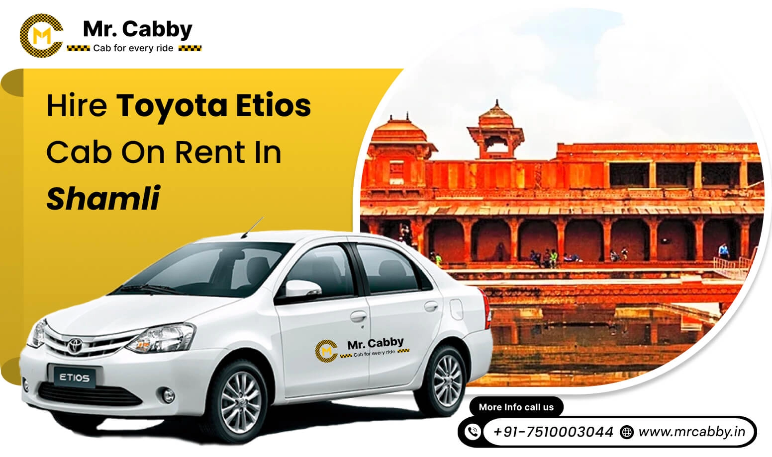 Toyota Etios Cab Hire in Shamli, Toyota Etios Rental Service in Shamli with 10% Off - Mr. Cabby