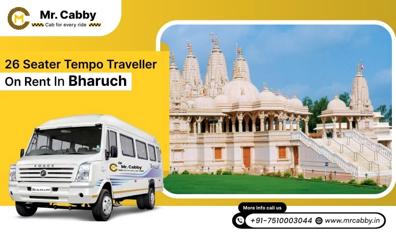 26 Seater Tempo Traveller on Rent in Bharuch, Hire 26 Seater Tempo Traveller in Bharuch, Tempo Traveller 26 Seater in Bharuch - Mr. Cabby
