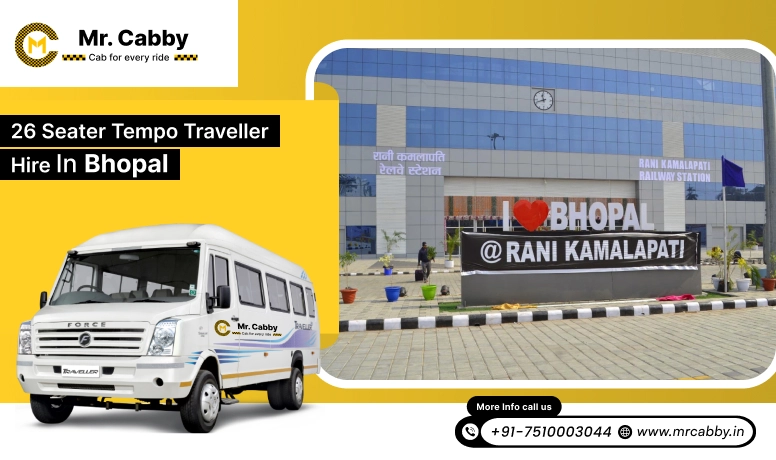 26 Seater Tempo Travellers on Rent in Bhopal, Tempo Traveller 26 Seater on Rent per Km in Bhopal