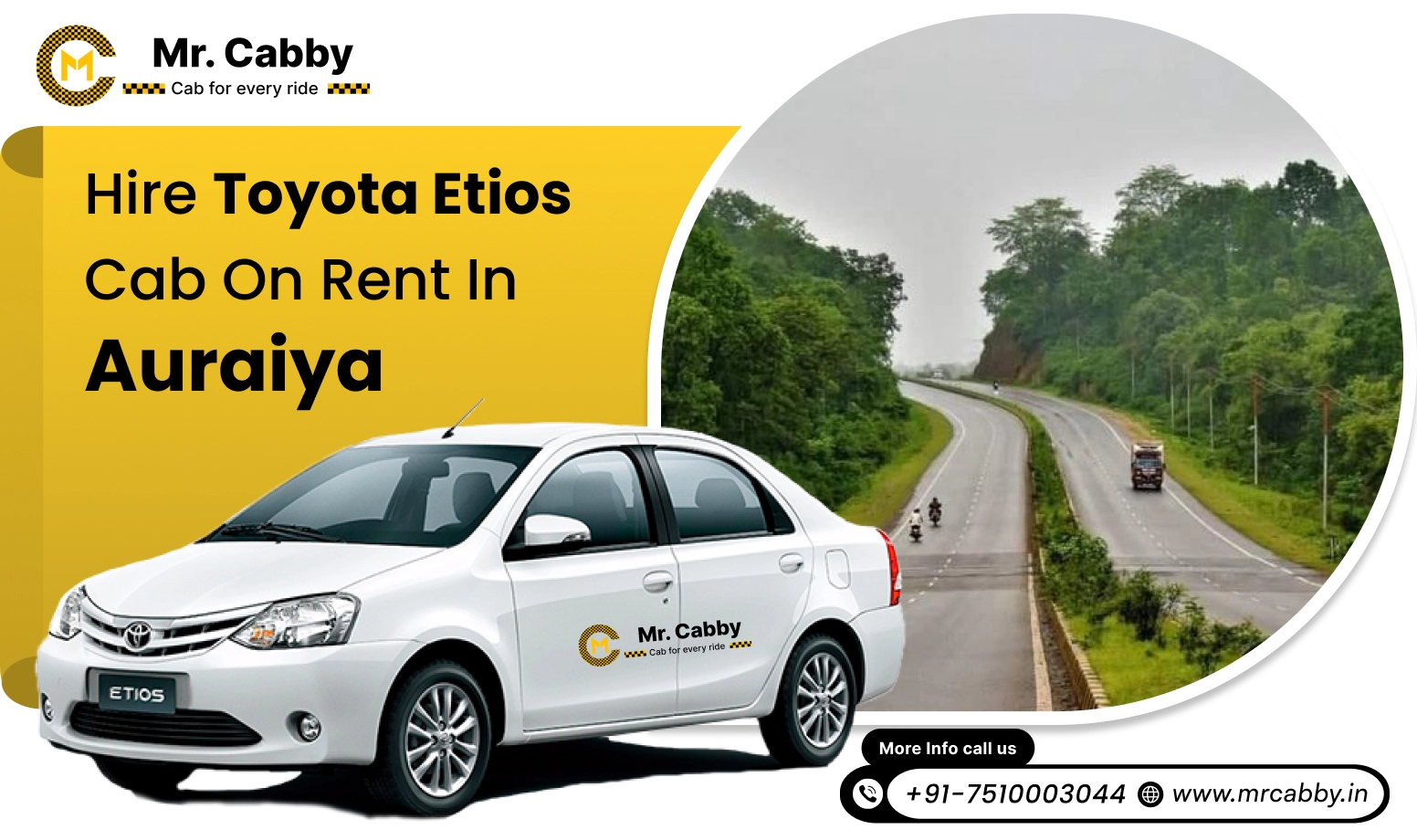 Toyota Etios Cab Hire in Auraiya, Toyota Etios Rental Service in Auraiya with 10% Off - Mr. Cabby